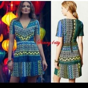 NEW Plenty By Tracy Reece New Moon Multicolor V- Neck Fit & Flare Dress, size 10